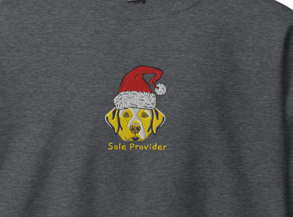 Xmas Doggy Vintage Embroidery Unisex Sweatshirt