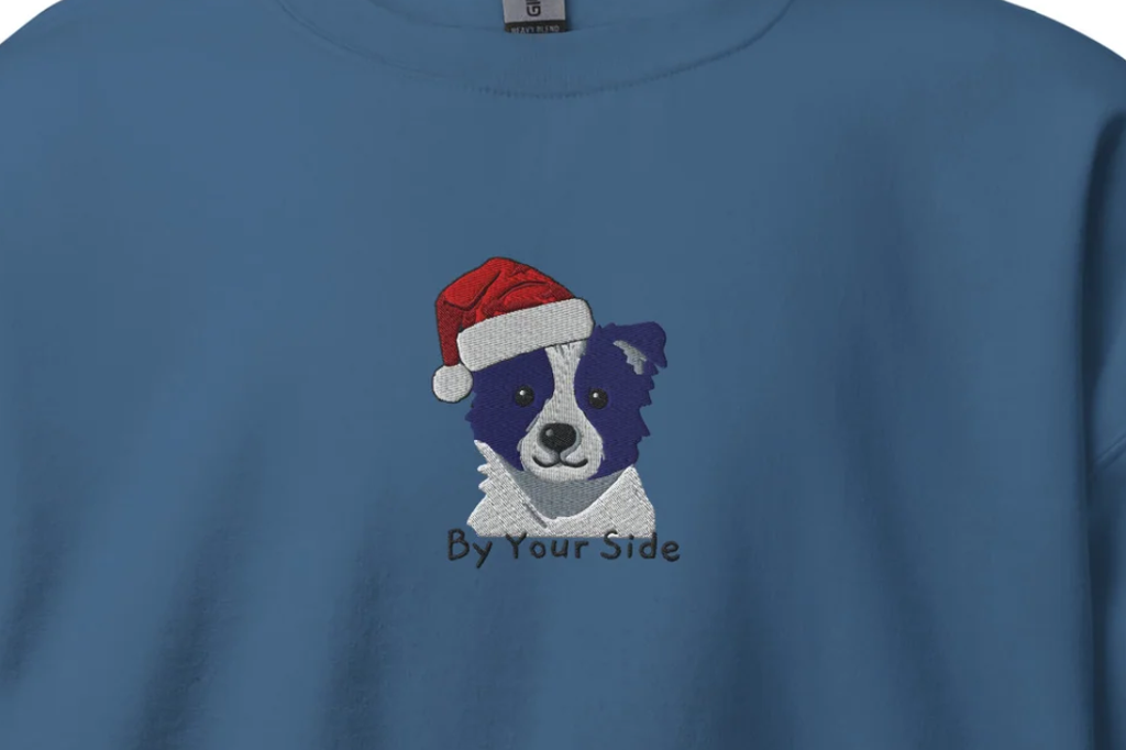 Xmas Doggy Vintage Embroidery Unisex Sweatshirt