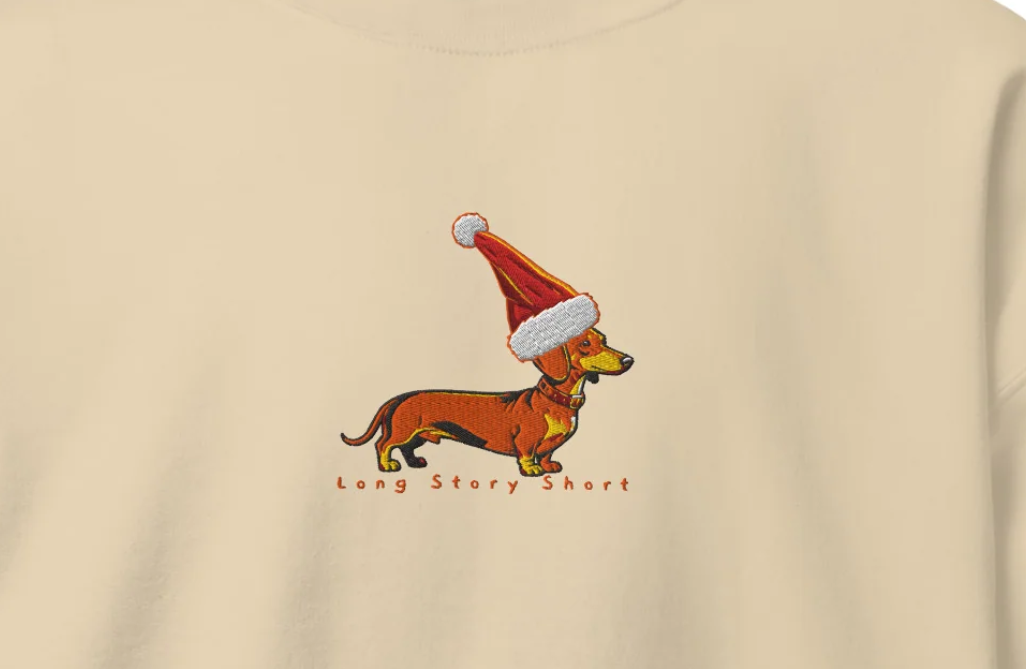 Xmas Sausage Doggy Vintage Embroidery Unisex Sweatshirt