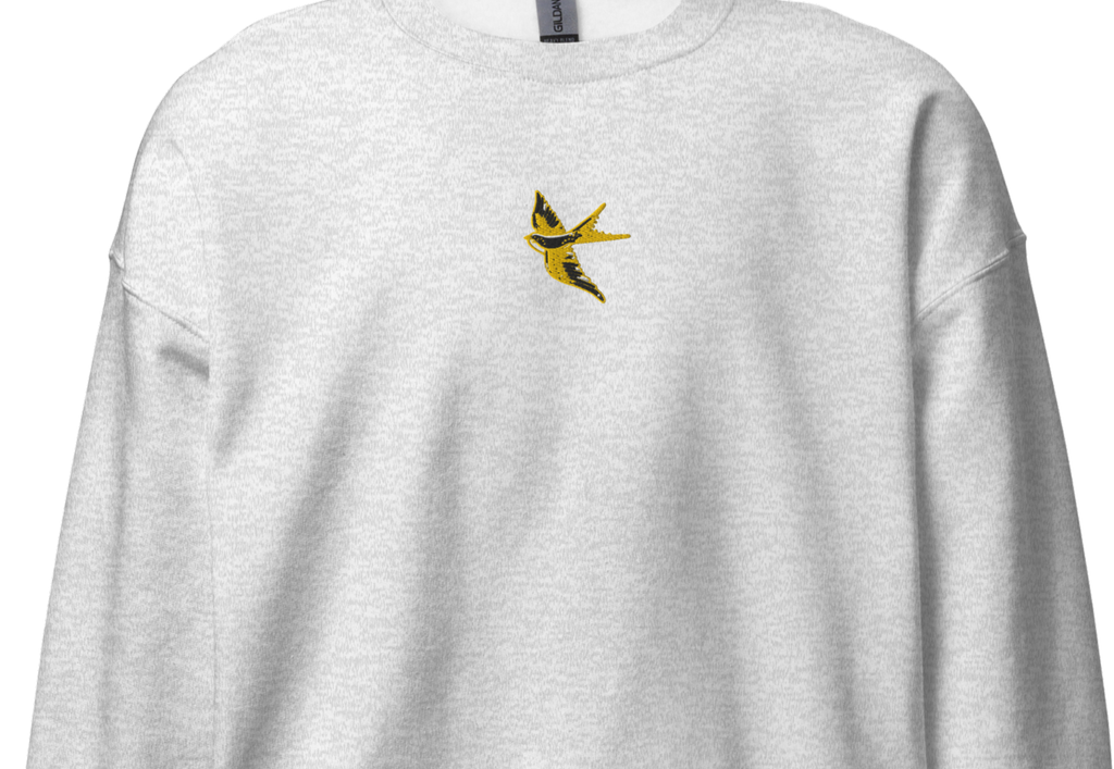 I am cold Gold Swallow Vintage Bird Re-Craft Embroidery Unisex Sweatshirt