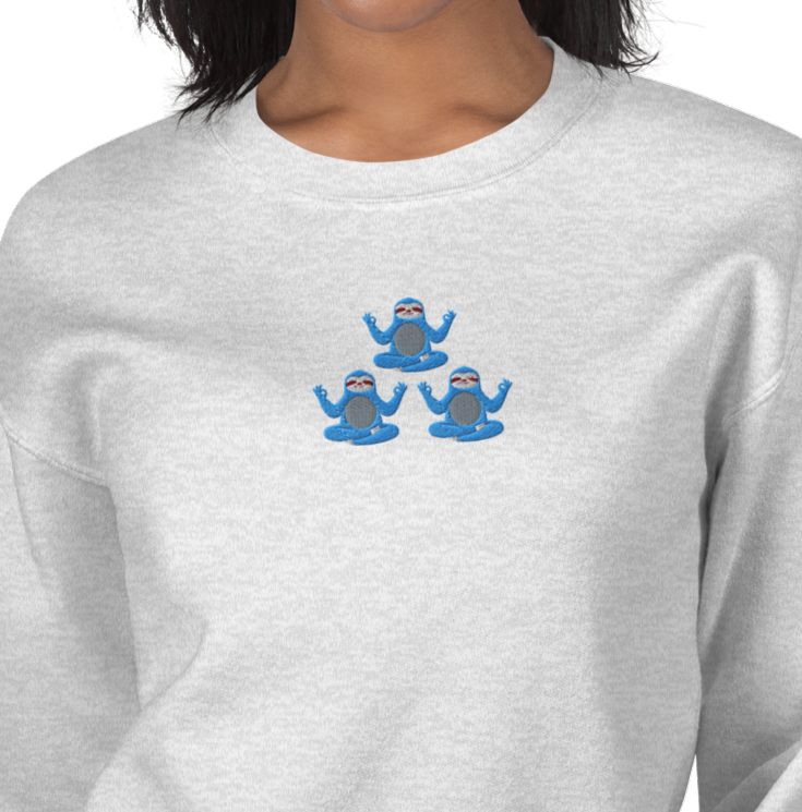 Sloth Vintage Re-Craft Embroidery Unisex Sweatshirt