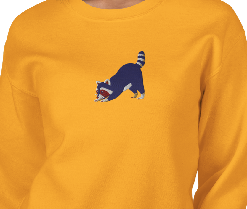 Raccoon Vintage Re-Craft Embroidery Unisex Sweatshirt