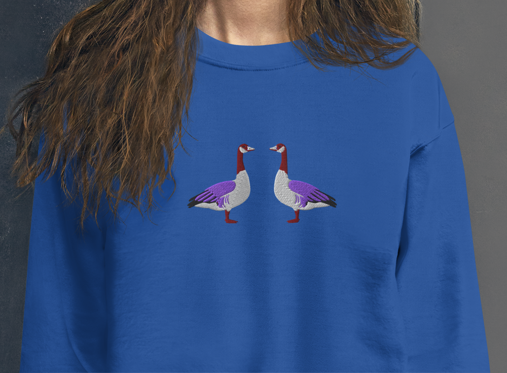 I am cold Goose Vintage Bird Re-Craft Embroidery Unisex Sweatshirt