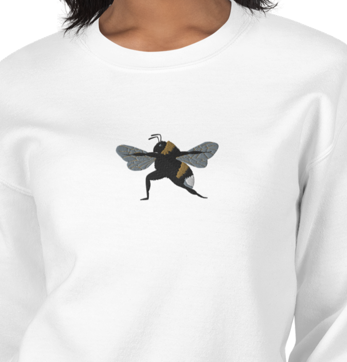 Bee Yoga Vintage Re-Craft Embroidery Unisex Sweatshirt